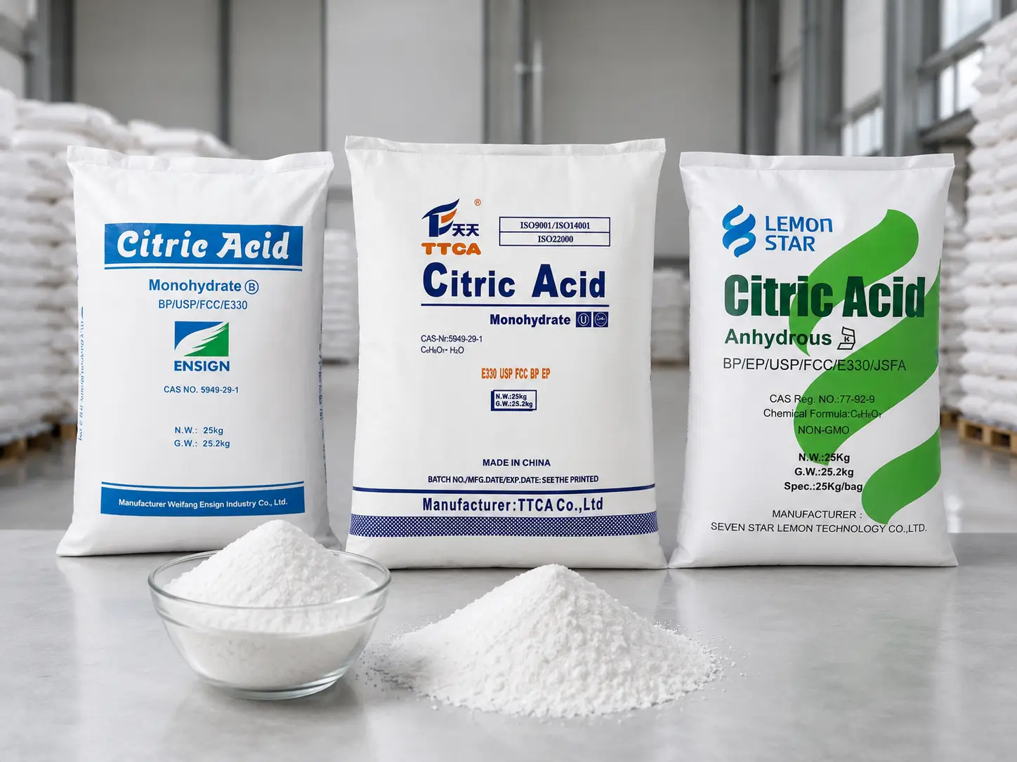 Citric acid product bag and industrial packaging